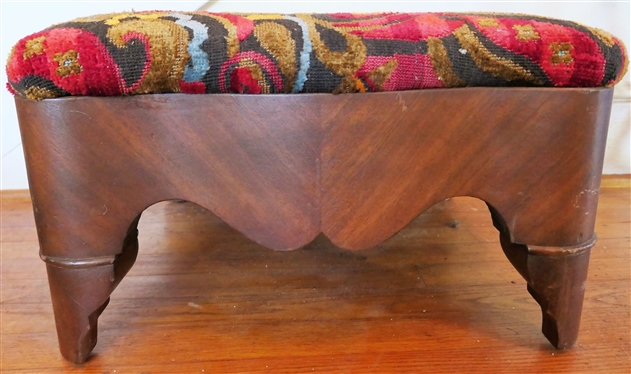 Nice 1840's Burl Walnut Foot Stool - Measuring - 10 1/2 tall 18 by 18 - Small Area of Veneer Loss on 1 Side