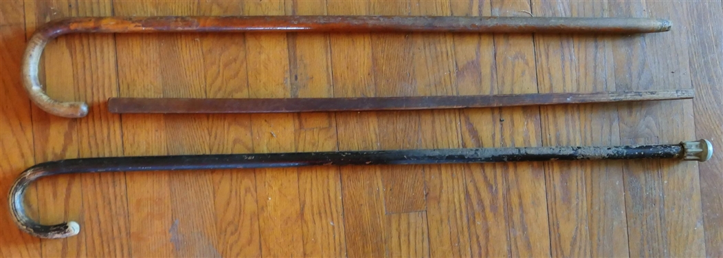 2 Wood Walking Canes and Wood Stick - Canes Measure 36
