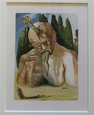 Authentic Unsigned Salvador Dali Wood Block Print From the Divine Comedy Series, 1964 - From Salvador Dali Archives LTD. / NYC - Pencil Signed on COA - Matted - Mat Measures 24 by 20 Art Measures...