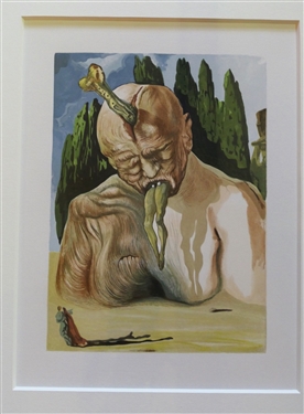 Authentic Unsigned Salvador Dali Wood Block Print From the Divine Comedy Series, 1964 - From Salvador Dali Archives LTD. / NYC - Pencil Signed on COA - Matted - Mat Measures 24 by 20 Art Measures...