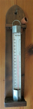 Weksler - Freeport NY Thermometer and Wood Wall Hanging Clay Pipe Holder - Pipe Holder Measures 17 Long