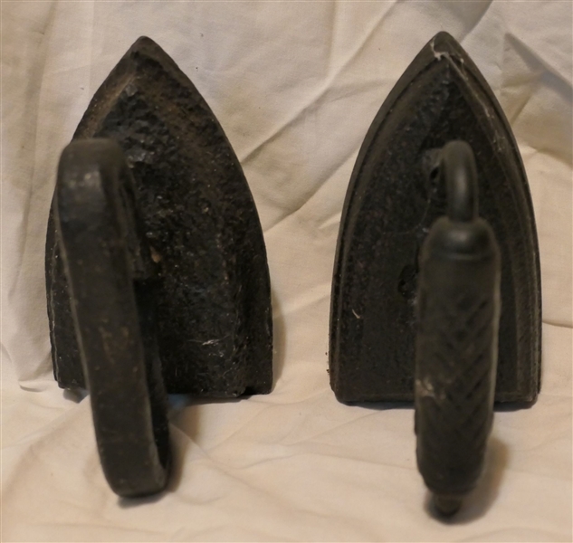 2 Antique Flat Irons - One Marked "5" Other Not Signed 