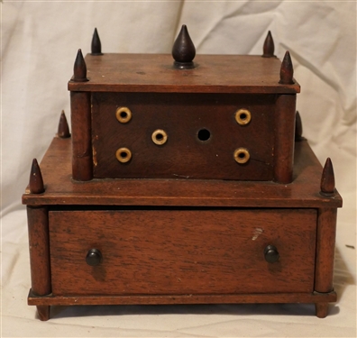 Walnut Victorian Sewing Box - Measuring 6 Tall 6 3/4 by 5 - One Piece of Wood Needs Attaching 