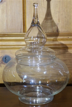 Beautiful Glass Apothecary Jar - Measures 14 Tall