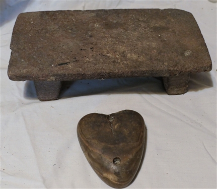 Heart Shaped Rock and Terracotta Pedestal - Heart Measures 4 by 3 1/2 