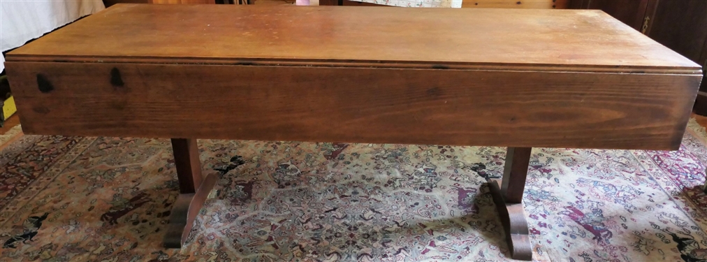 Great Pine Drop Side Trestle Table - Legs Constructed From The Wood From Covered Bridge - Measuring 30 Tall 78 Long 29 1/2  Wide - Each Leaf Measures 9 