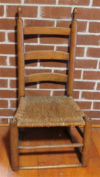 Country Primitive Ladderback Chair - Handmade - Measures 34 1/2" tall - 13" to Seat