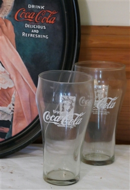 Coca Cola Tray and 3 Glasses 