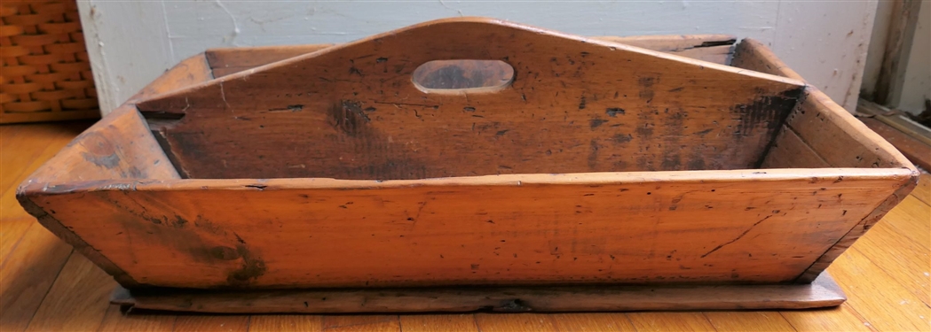 Antique Large Wood Utility Tray Measuring 5 tall 25 1/2 by 14 3/4 - Not Including Handle