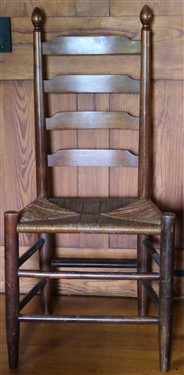 Nice Walnut Ladder Back Chair -Good Rush Bottom 