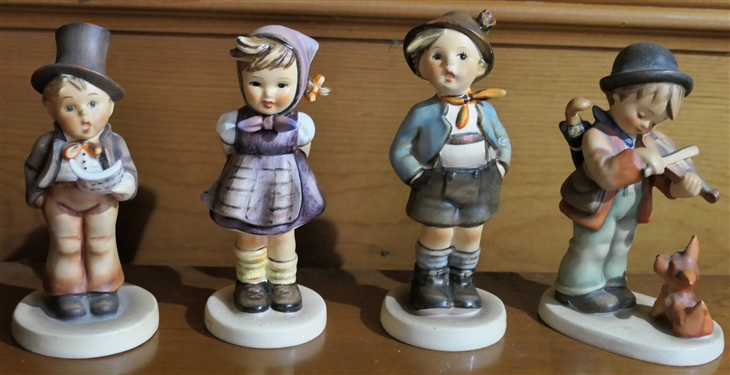 4 Goebel Hummel Figures - 2 Full Bee Musicians, Which Hand and Brother 
