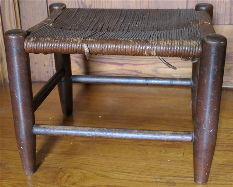 Rush Bottom Foot Stool - 12" tall 