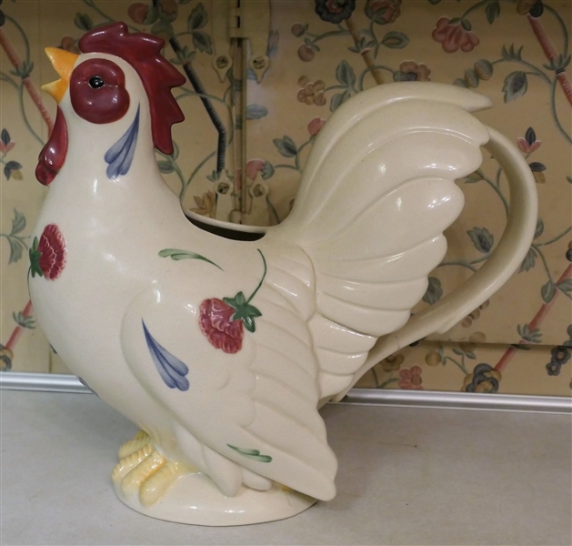 Lenox "Poppies On Blue" Rooster Pitcher - Measures 10 1/2" Tall 