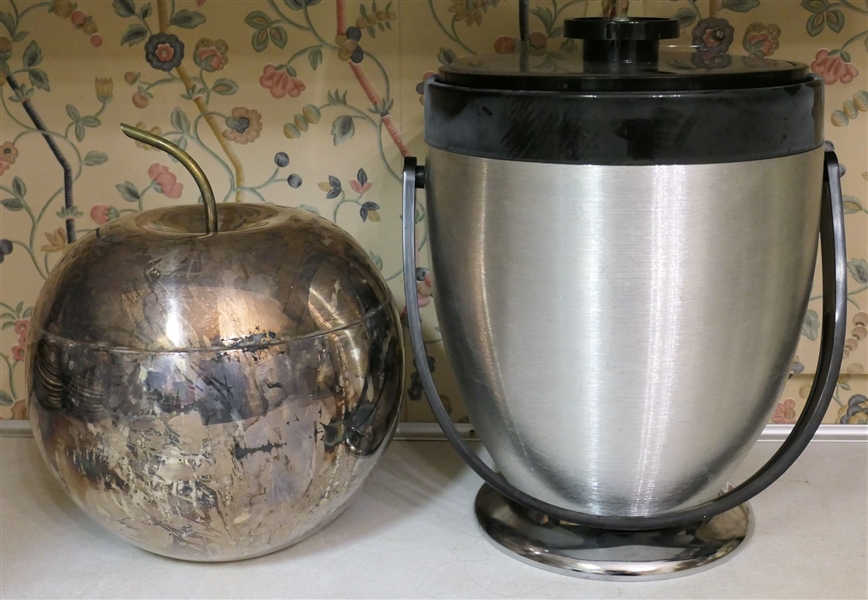 Mid Century Chrome Ice Bucket and Apollo Silverplate Apple Ice Bucket - Thermos Brand Product