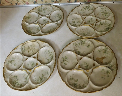 4 - Theodore Haviland Limoges France Oyster Plates - each Plate Measures 8 1/2 Across - Dirty From Storage 