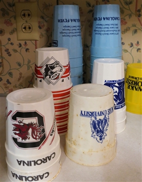 Large Collection o  Vintage Plastic Cups - Hardees - Carolina Fever, NC State Wolf Pack, Carolina Gamecocks, Mardi Gras, Mello Yello, Wake Forest, Duke, Georgia Tech, and Others - 42 Cups