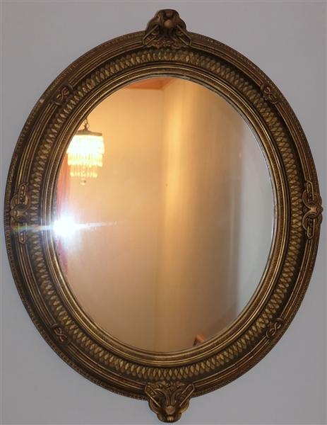 Beautiful Oval Gold Gilt Mirror - Measures 38" by 29" 