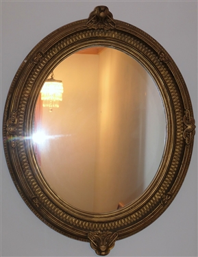 Beautiful Oval Gold Gilt Mirror - Measures 38 by 29 