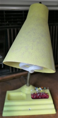 Mid Century Yellow Plastic Desk Lamp with Pin Cushion 
