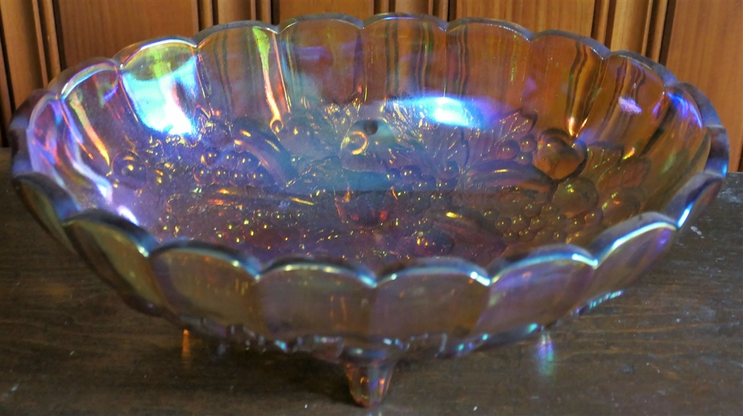 Footed Oval Carnival Fruit Bowl - Measures 13" by 9"
