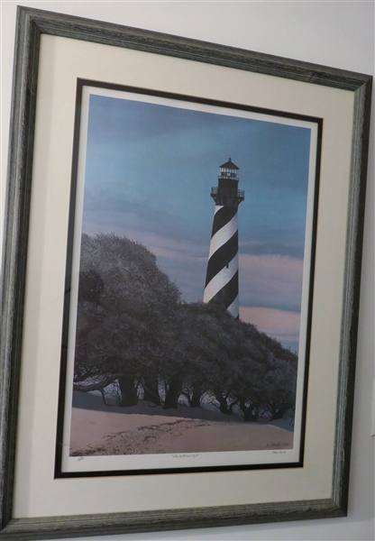 "The Hatteras Light" Alan Cheek Artist Signed and Numbered 209/1000 Print - Framed and Matted - Frame Measures 34" by 25 1/2" 