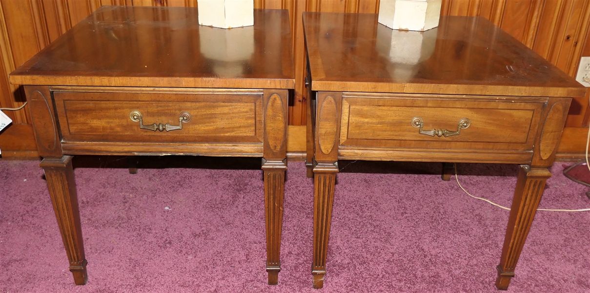 Pair of Kroehler Mid Century End Tables with Drawer - Each Table Measures 22" Tall 22" by 28" 