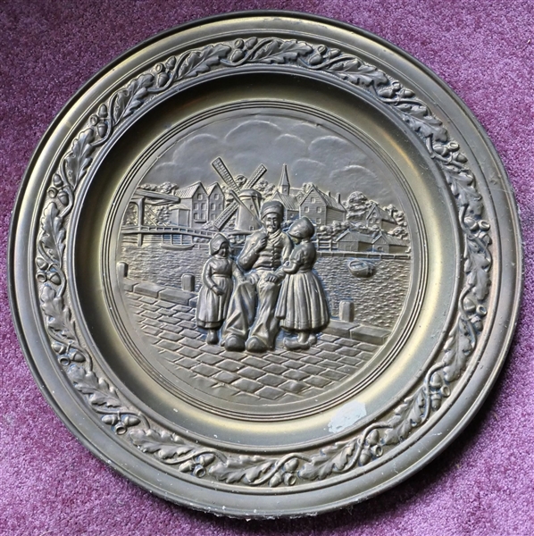 Lombard Embossed Brass Plaque / Tray - Measures 23" Across