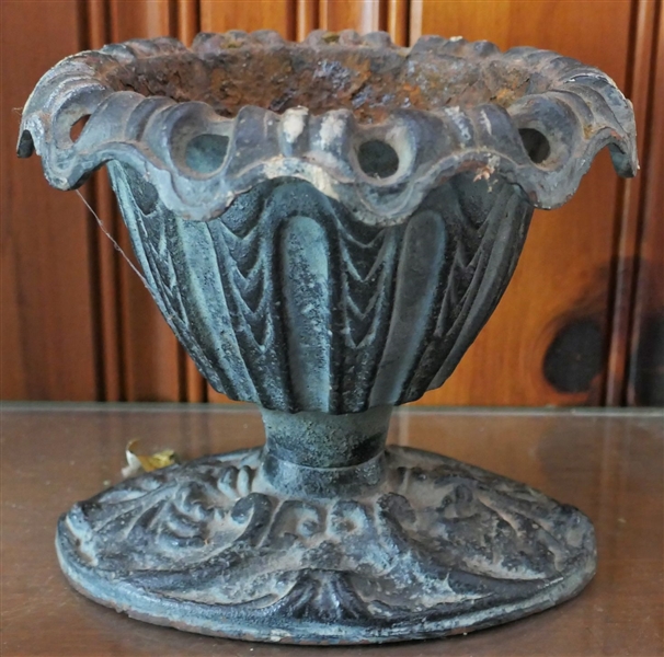 Cast Iron Miniature Urn - Measures 6" Tall 7 1/4" Across - Very Heavy For Size