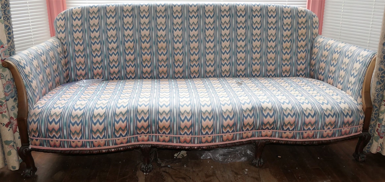 Ball and Claw Foot Sofa - Serpentine Front - Measures 80" Long