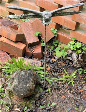 Concrete Frog Statue and Resin Dragonfly  - Frog Measures 6 Tall 