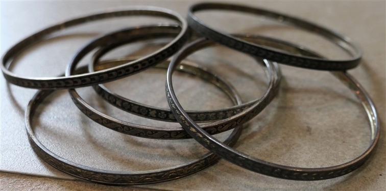 6 Sterling Silver Bangle Bracelets 