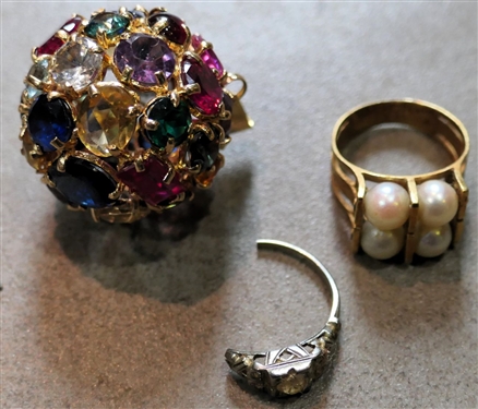 Lot of Gold Items - 10kt Gold Hospital Pin, 14kt Gold Wedding Band, Gold Baby Rings, Sorority Pins, and R Tie Tack 