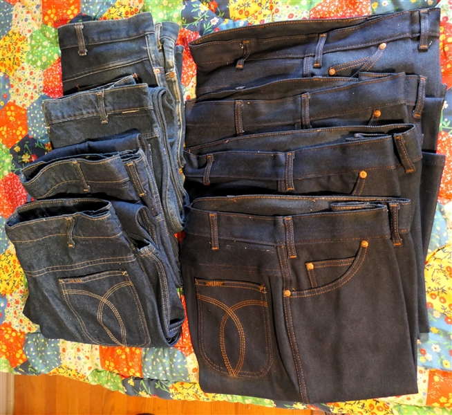 8 Pairs of Vintage Long Haul Denim Jeans - Sizes 40x32 and 38x 32 -  4 Darkest Wash Appear New 