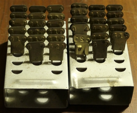 2 Sets of Military / Laundry Number Tags in Metal Holders - Both Missing Few Pins - each Pin Measures 2