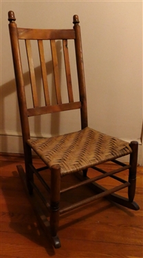 Country Primitive Handmade Rocker - Oak Split Bottom - Measures 35 tall 17 To Seat 