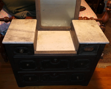 Marble Top Dresser with Mirror - Needs Restoration - Marble Tops Are Good - Measures 31 tall 38 by 17 