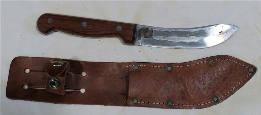 Washington Forge Knife with Leather Sheath - Made in Japan - Number P91814 - Wood Handle  - Knife Measures 9 3/4 Long