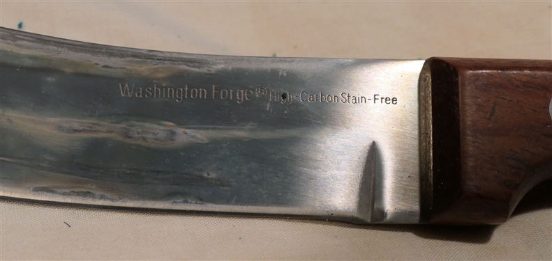 Washington Forge Knife with Leather Sheath - Made in Japan - Number P91814 - Wood Handle  - Knife Measures 9 3/4 Long