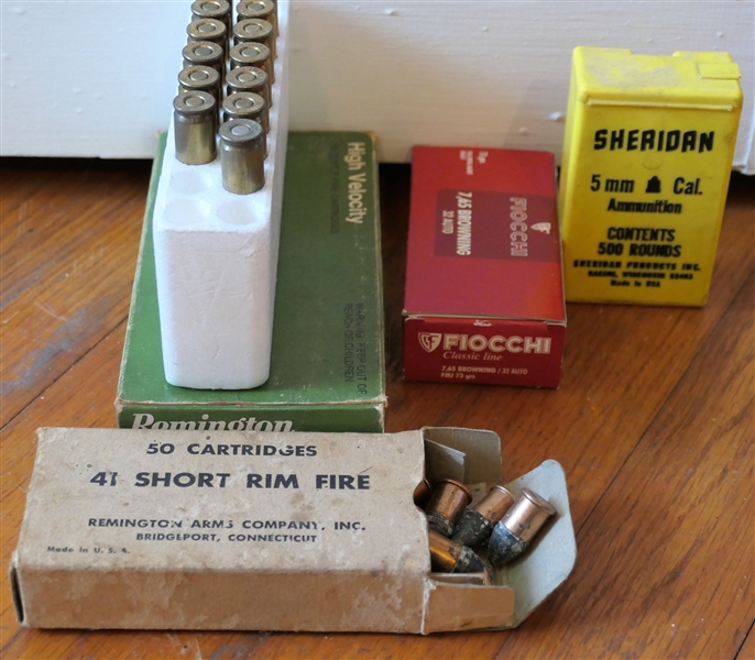 Partial Boxes of 41 Short Rim Fire, 7.65/32, 5mm & Cal,  and 243 Win Bullets 