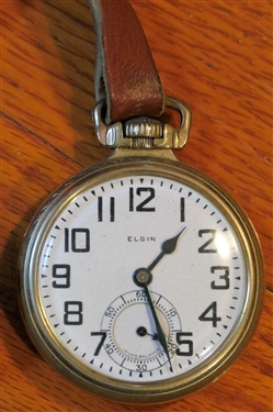 BW Raymond 21 Jewel - Elgin Pocket Watch -Serial Number 28203319 - BW Raymond 14kt Gold Filled Case -Case is Monogrammed - Watch is Running - Second Sub Dial - Oliver The Chilled Plow Watch Fob...