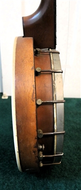 Smaller 4 String Banjo - Floral Applique on Back - Grover Bridge and String Attachments - Measures 33 Long