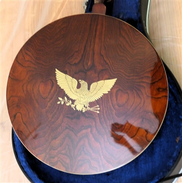 CORT 5 String Banjo - Clear Skin - Gold Eagle on Inside and Outside of Back - Mother of Pearl Inlaid Neck - Micro Mosaic Around Front - In Case 