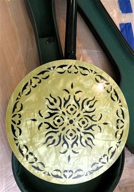 4 String Banjo - Stencil Decorated Neck and Back - In Case 