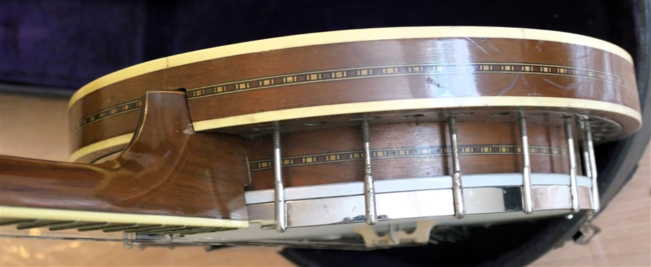 Concertone 4 String Banjo - Micro Mosaic Band on Front and Back - Birdseye Maple Inlay on Back - In Case 