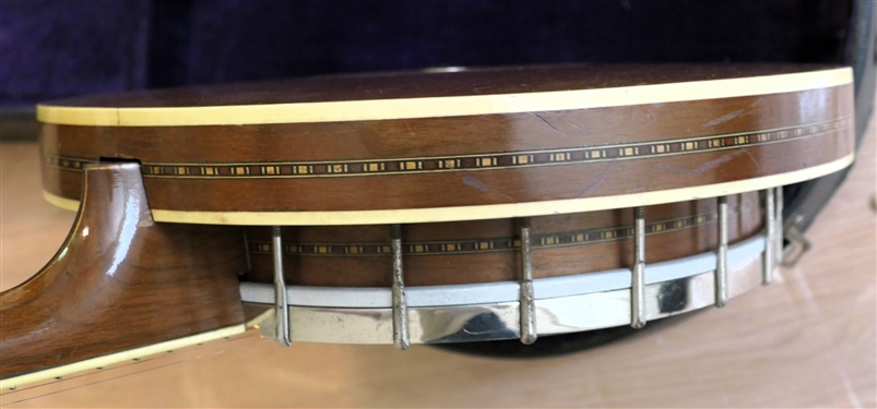 Concertone 4 String Banjo - Micro Mosaic Band on Front and Back - Birdseye Maple Inlay on Back - In Case 