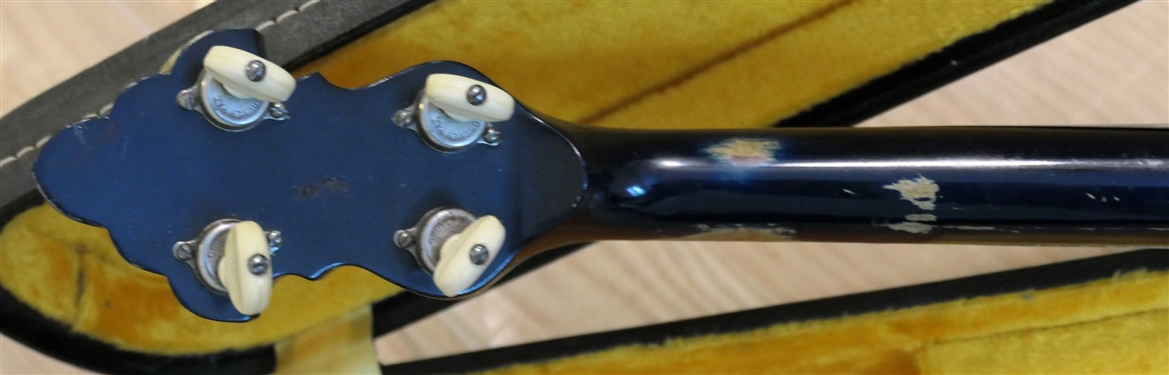 1930's Kel Kroydon  Banjo - Stencil Decorated Neck, Top, and Back - 4 Strings - In Banjo Case 4 ply - 1 bar - 1074 stamped on neck 