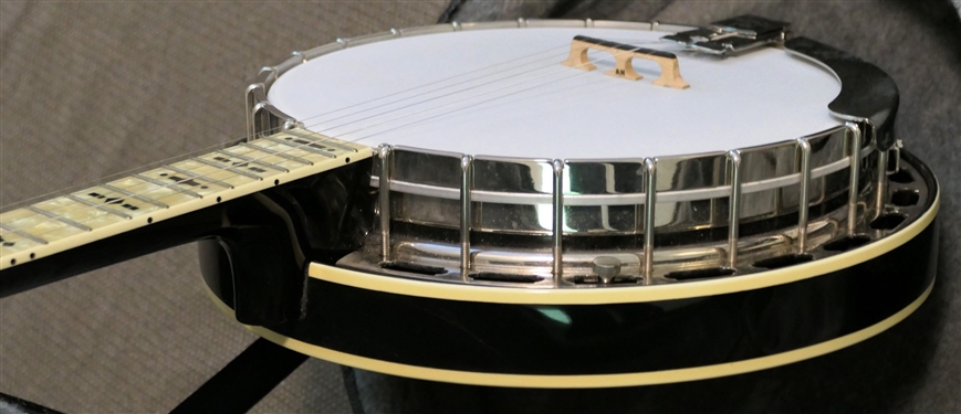 Kel Kroydon 5 - String Banjo - Stencil Decorated Head Stock, Neck, and Back - In TKL Fitted Hard Case 