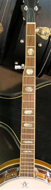Antares 5 String Banjo - ABJ 244 - Mother of Pearl Inlaid Neck Inlaid Bands on Back - In Case