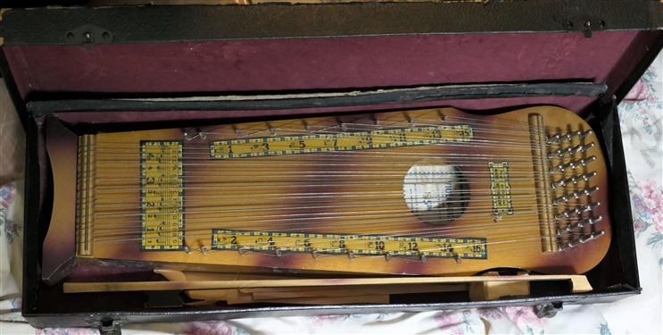 Violin - UKE - Original Marx Instrument - by Marxochime Colony - New Troy Michigan -With Bow (Missing Strings) Good Graphics - In Case - Case is Rough 