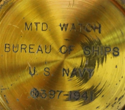 WWII - 1941 - Hamilton Mounted Chronometer Watch - 397 - Model 22 in Wood Case with Outer Wood Box - Back of Case Marked MTD Watch Bureau of Ships  - US Navy- 397-1941 - Wood Case Has Glass Top -...